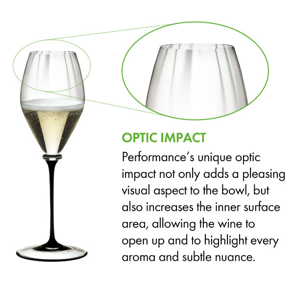 Riedel Fatto A Mano Performance Champagne Glass Black Stem